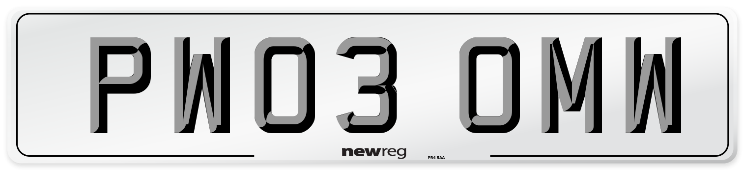 PW03 OMW Number Plate from New Reg
